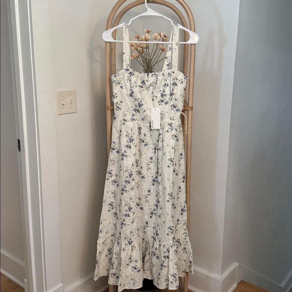 Reformation White and Purple Floral Dress